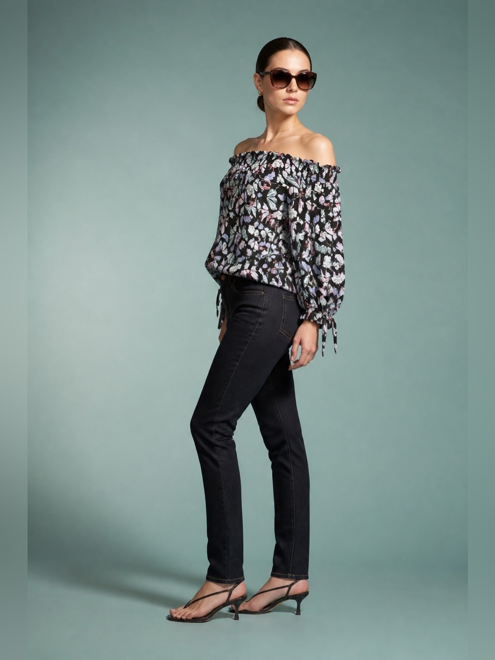 Free People We The Free Lexington Off Shoulder Floral Multicolor Top Size Large